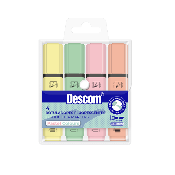 Marcador fluorescente pastel. Estuche 4 u.
