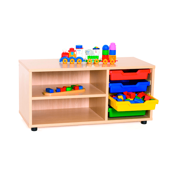 Mueble superbajo 2 estantes y cubeteras