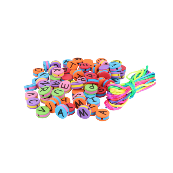 Abalorios goma eva letras multicolor 500 u.