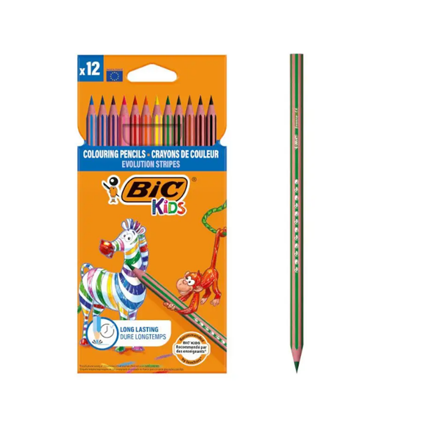 Lápiz color Bic evo. Stripes 12 u.