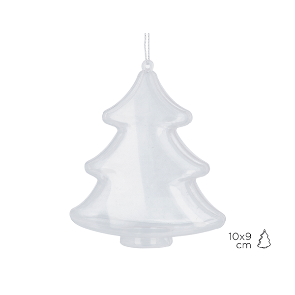 Árbol plást. transp. para colgar 10 cm. Caja 12 u.