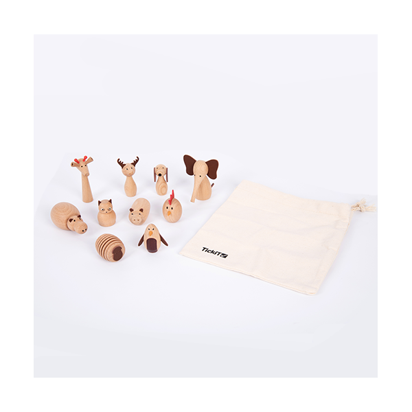 Conjunto 10 animales madera