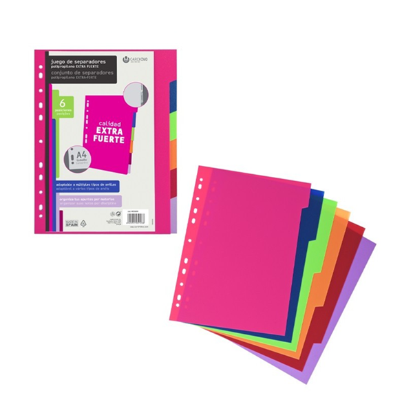 Separador pp. extra fuerte fashion A4 6 pos.