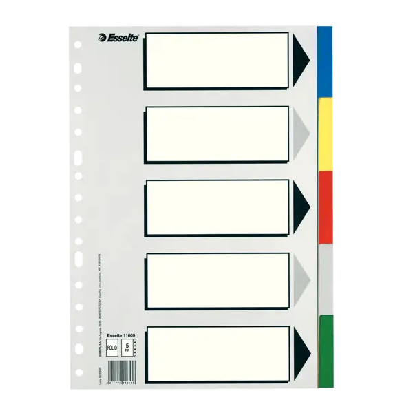 Separadores Esselte ECO folio. Juego 5 u.