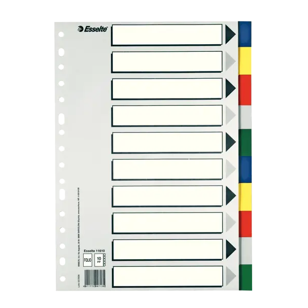 Separadores Esselte ECO folio. Juego 10 u.