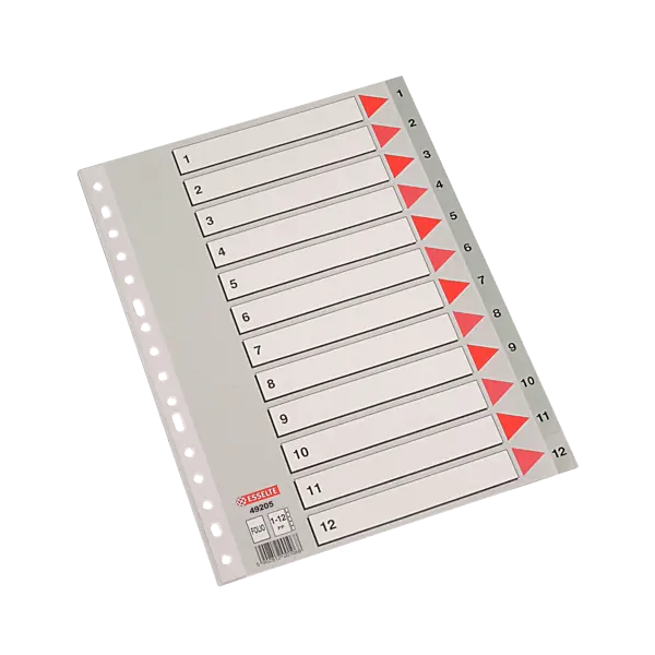 Indices numéricos Esselte 1-12  folio pp.