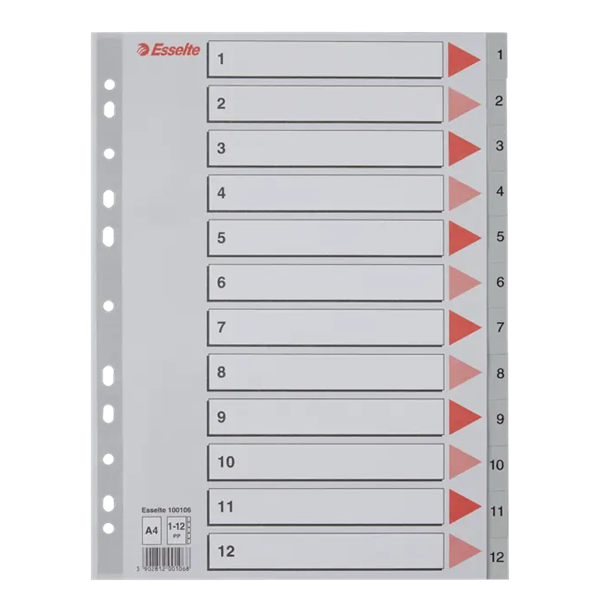 Indices numéricos Esselte 1-12 A4 pp.