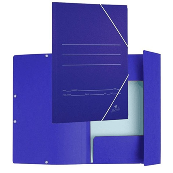 Carpeta gomas solapa cartón azul  folio
