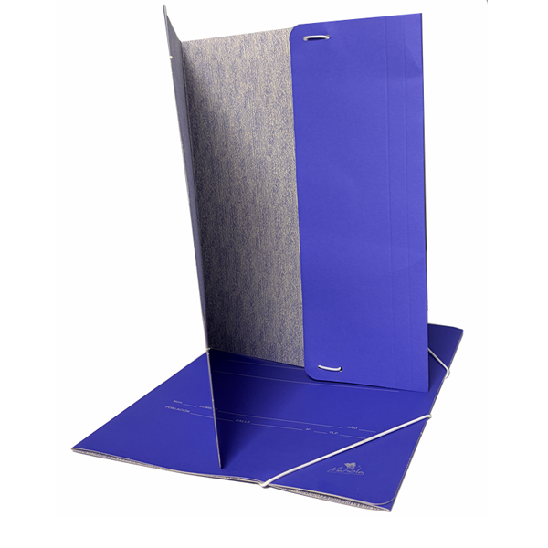 Carpeta gomas bolsa cartón azul  folio