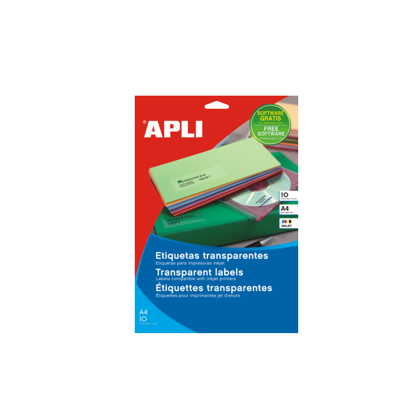 Etiqueta transp. para inkjet Apli A4