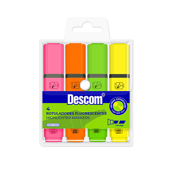 Marcador fluorescente. Estuche 4 u.