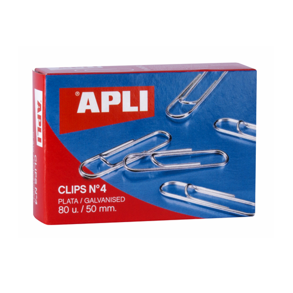 Clips niquelados Apli Nº4 50 mm. Caja 80 u.
