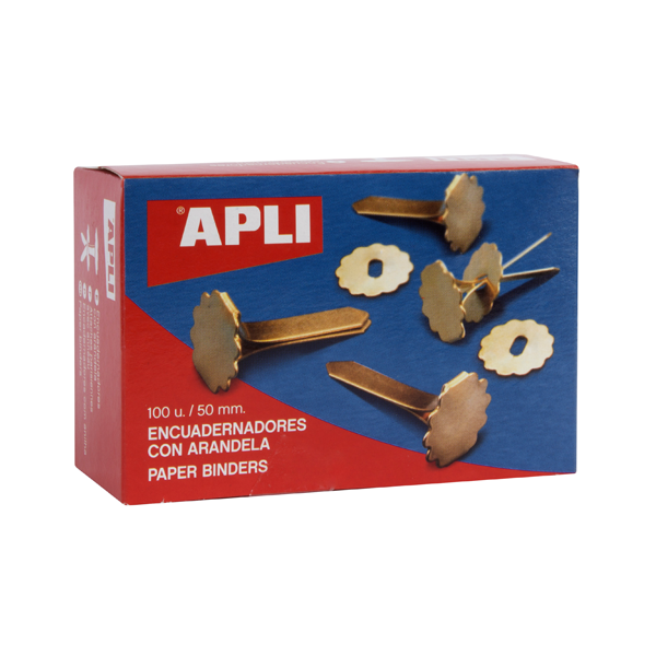 Encuadernadores metál. Apli con arandela 50 mm 100 u.