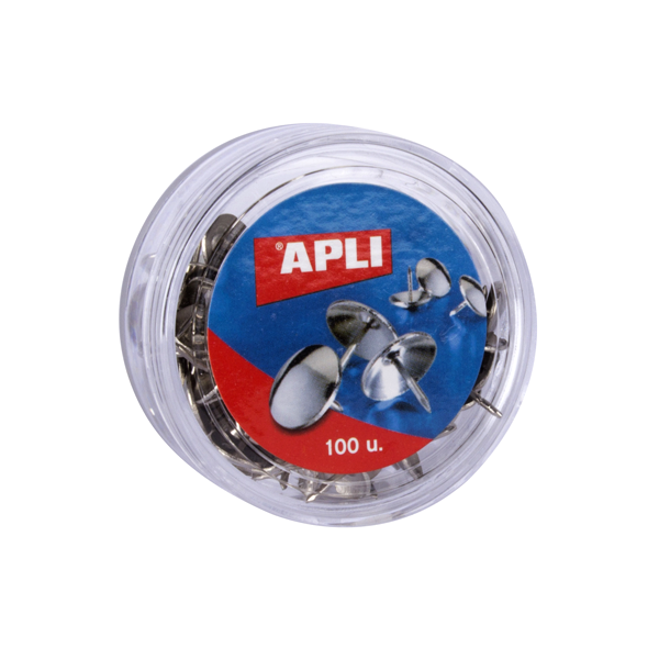 Chinchetas niqueladas Apli 10 mm. Caja 100 u.
