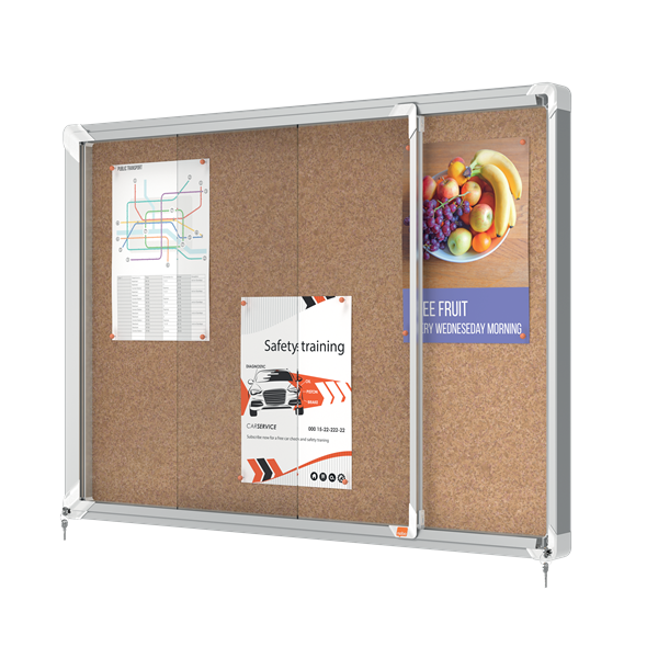 Vitrina interior puerta corredera superficie corcho