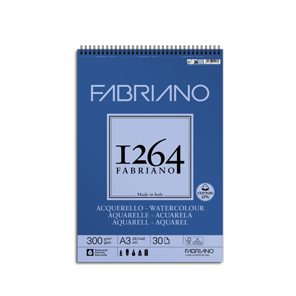 Bloc 1264 Acuarela Watercolor Fabriano A3 300 g 30 h.
