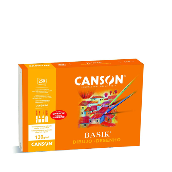 Láminas A4 liso 130 g Canson Basik. Caja 250