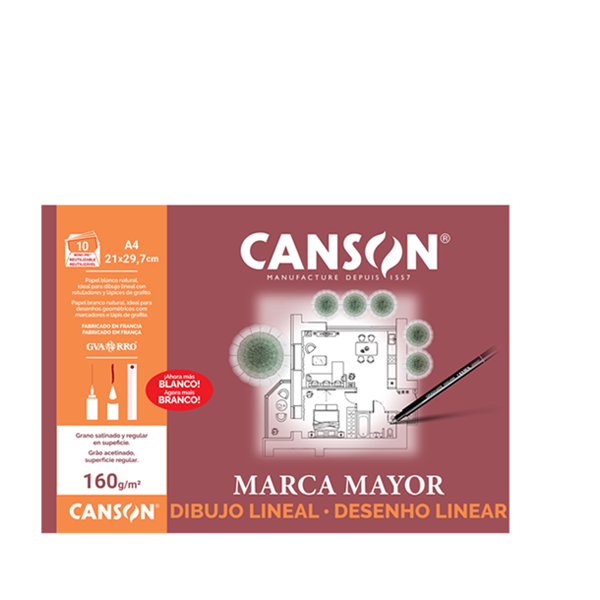 Láminas A4 160 g Canson marca Mayor. Minpack 10 h.