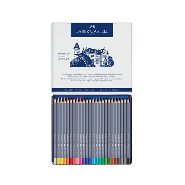 Lápices acuarelables Goldfaber Aqua. Estuche metal 24 u.