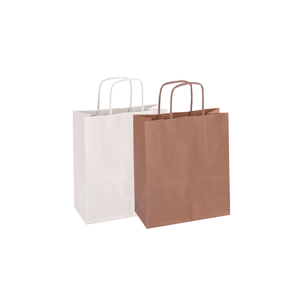 Bolsa papel kraft y blanca 18x8x21 cm 50 u.