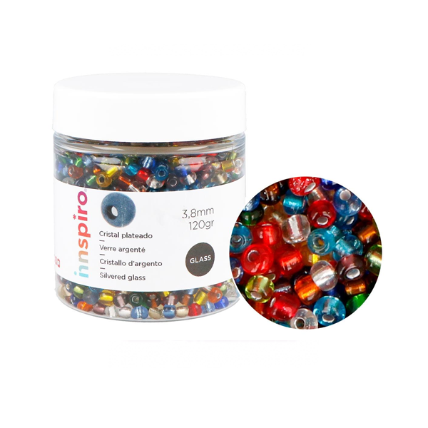 Abalorios plateados transp. 120 g