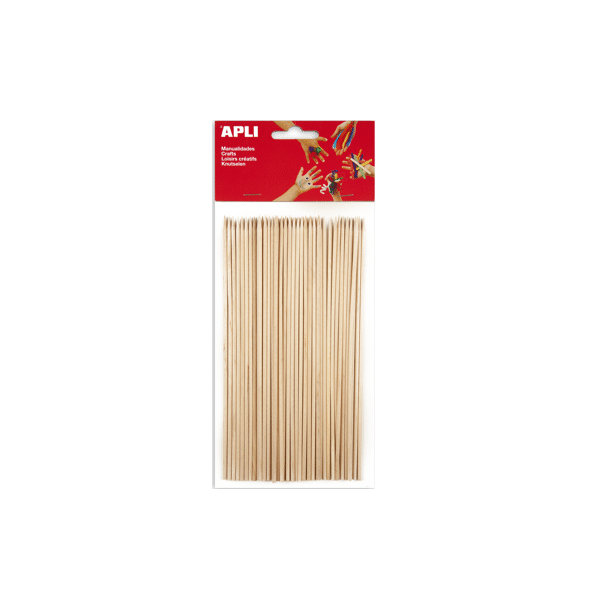 Palos madera pincho. Bolsa 50 u.