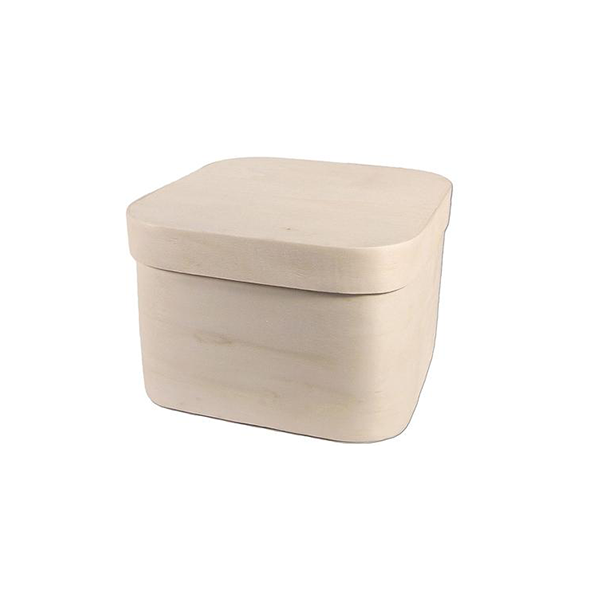 Caja chapa madera cuadrada pequeña