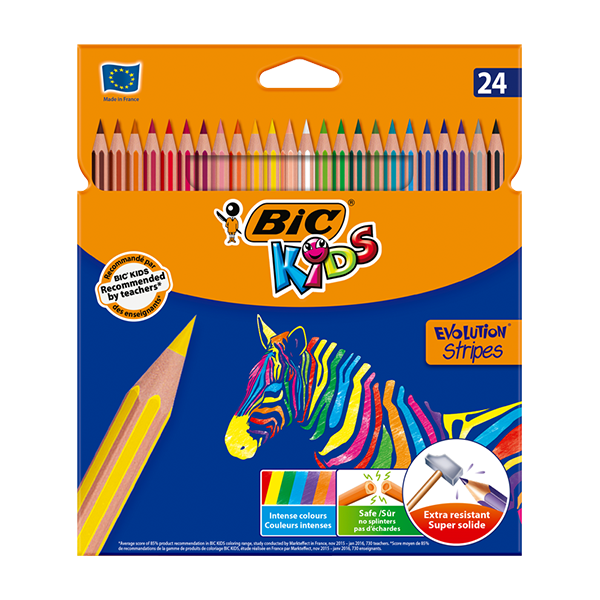 Migración Viaje cocodrilo Lápices colores Bic Evolution Stripes 24 u. - Material escolar. oficina y  nuevas tecnologias