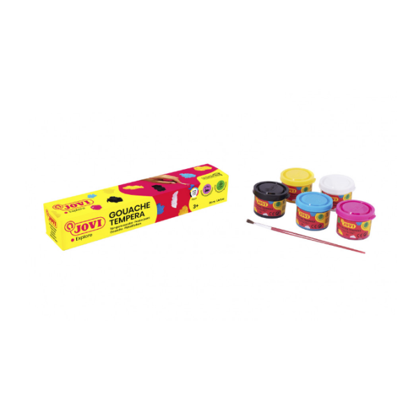 Témpera 5 botes 35 ml color. surt. + pincel
