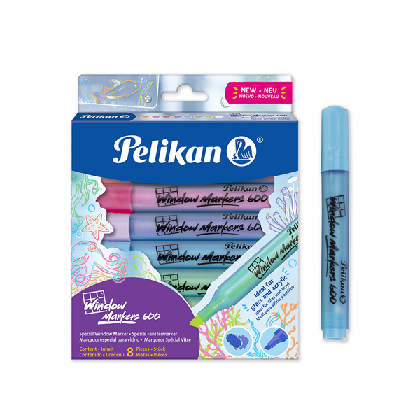 Rotuladores Pelikan window marker 600. Set de 8