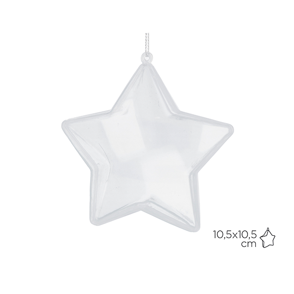 Estrella plástico transp. para colgar 10,5 cm