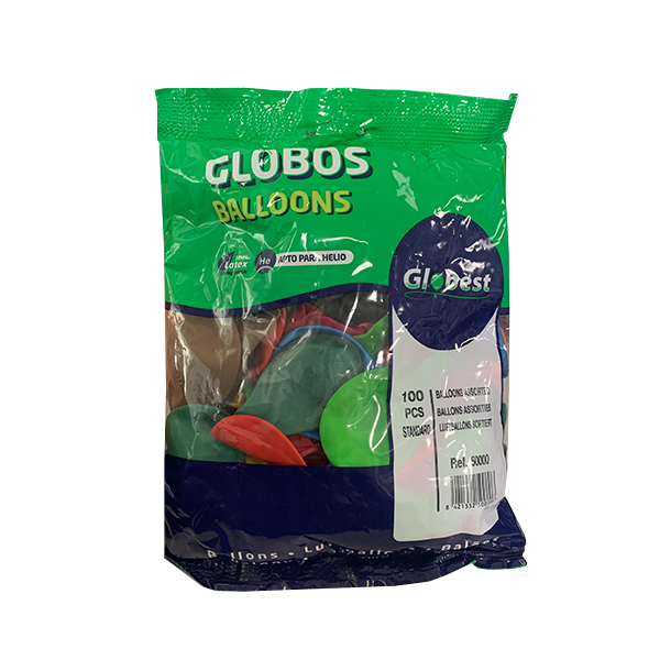 Globos clásicos 22 cm. 100 u. surtidos