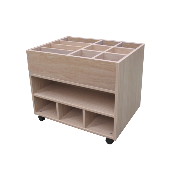 Carro librería doble cara 80x64x60 cm Haya