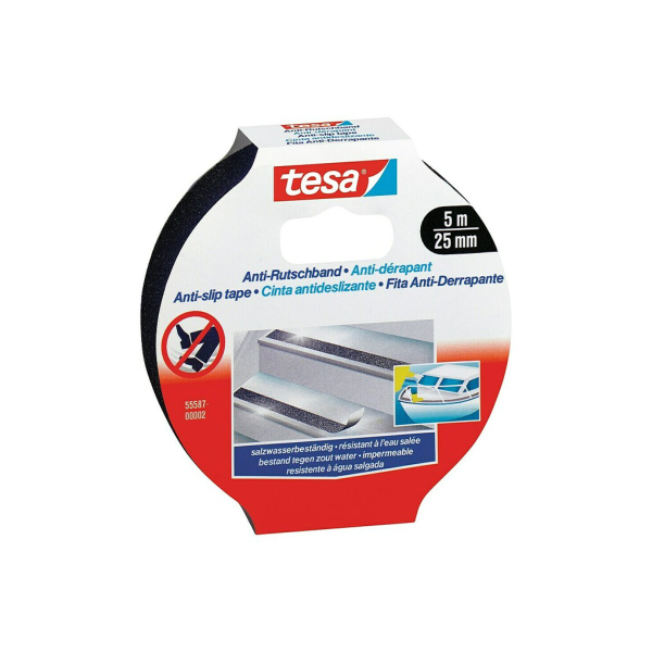 Cinta antideslizantes Tesa negra 5 m x 25 mm