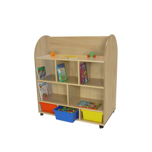 Mueble expositor libros ovalado 2 caras Haya