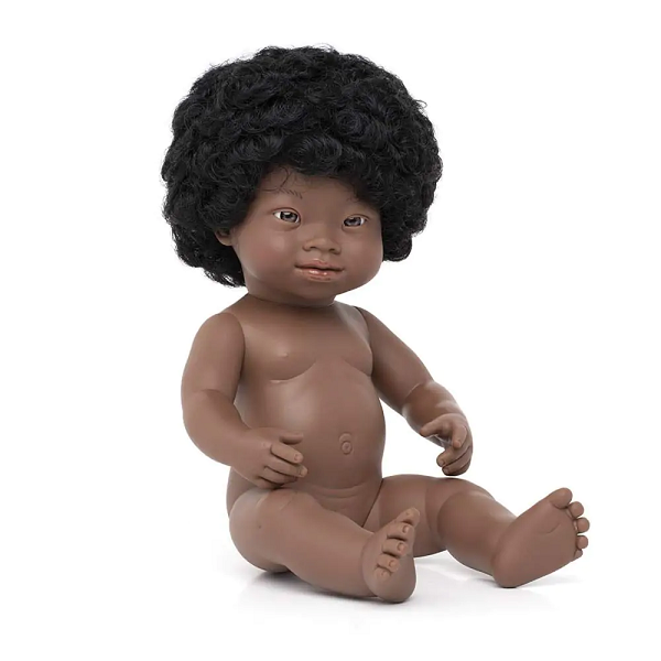 Muñeca africana 38 cm síndrome down