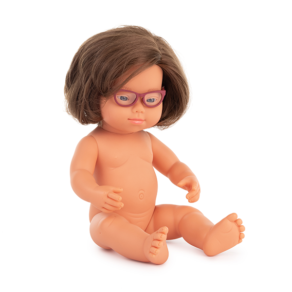 Muñeca europea 38 cm con gafas