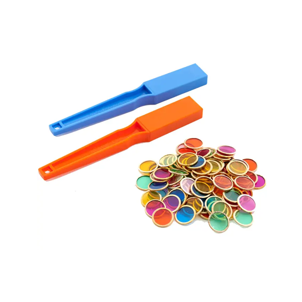 Set 2 varitas y 100 fichas magnéticas color transl.
