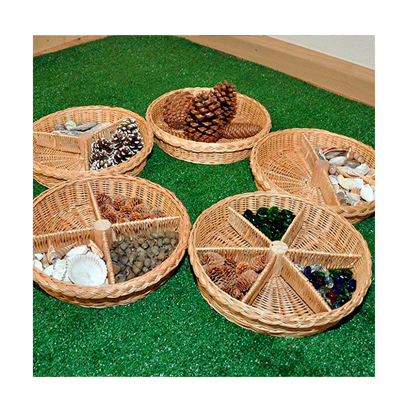 Pack 5 cestas clasificadoras de mimbre Ø30 cm