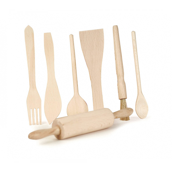 Utensilios cocina madera. Set 7 - Material escolar. oficina y nuevas  tecnologias