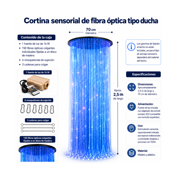 Cortina circular fibra óptica con proyector