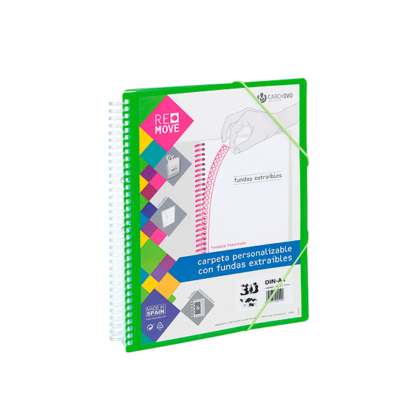 Carpeta multif. espiral A4 Remove 50 h. Verde Fluor