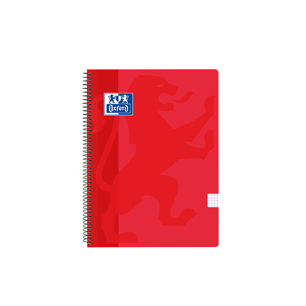 Cuaderno Oxford tapa plást. f° 80 h. 90 g 4x4 Rojo