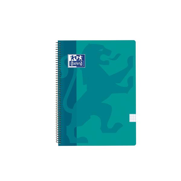 Cuaderno Oxford tapa plást. f° 80 h. 90 g. 4x4 Turquesa