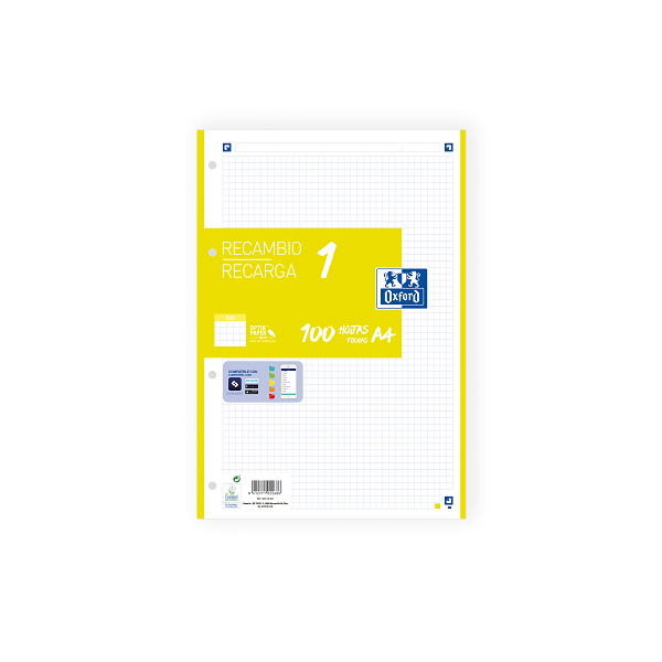 Recambio Oxford 100 h. Scribzee 4 tal. cuad. 5x5 90 g Lima
