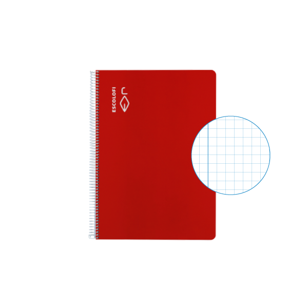 Cuaderno Escolofi 50 h. 4° cuadr. 4 margen Rojo