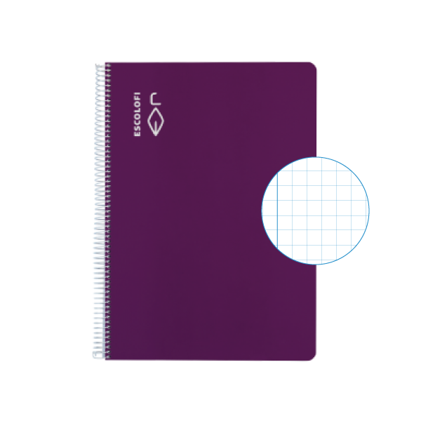 Cuaderno Escolofi f° 50 h. cuadrícula 5x5 margen Violeta