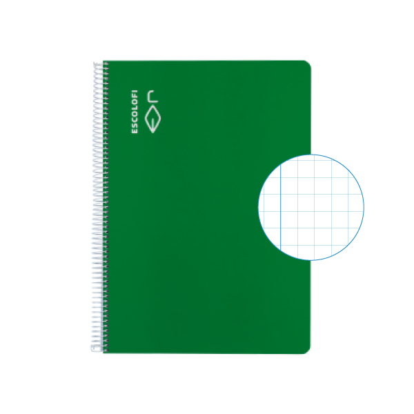 Cuaderno Escolofi f° 50 h. cuadrícula 6x6 margen Verde