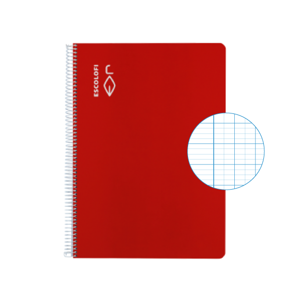 Cuaderno Escolofi fº 50 h. milim. 2x4x8 margen Rojo