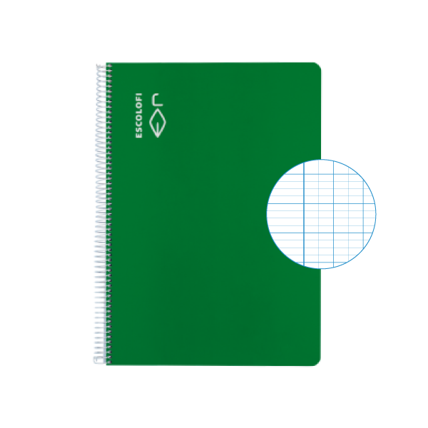 Cuaderno Escolofi fº 50 h. milim. 2x4x8 margen Verde
